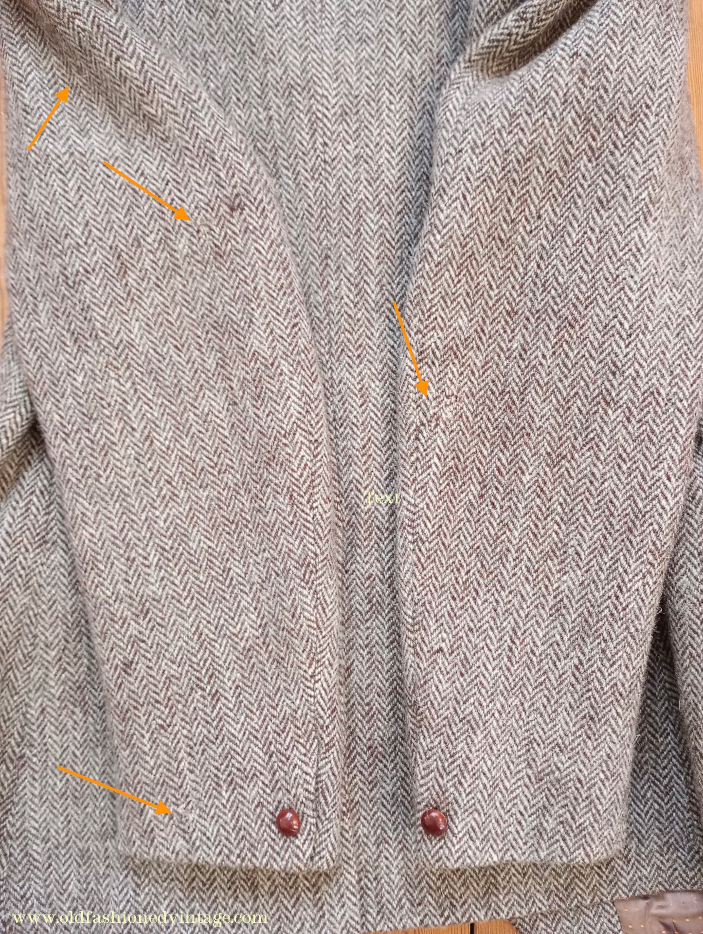 Vintage Mens 1960s Alexandre Harris Tweed 3 Piece Suit Brown Oatmeal Herringbone Wool 40" Long