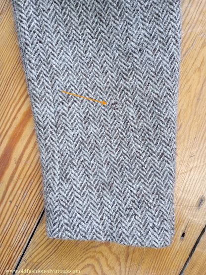 Vintage Mens 1960s Alexandre Harris Tweed 3 Piece Suit Brown Oatmeal Herringbone Wool 40" Long