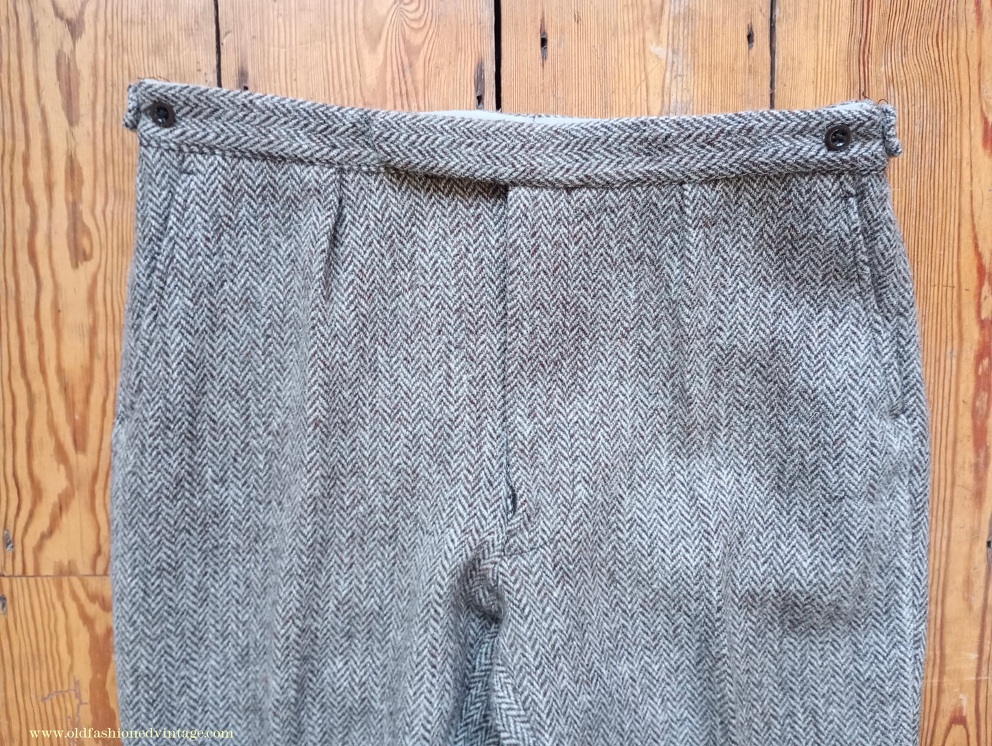 Vintage Mens 1960s Alexandre Harris Tweed 3 Piece Suit Brown Oatmeal Herringbone Wool 40" Long