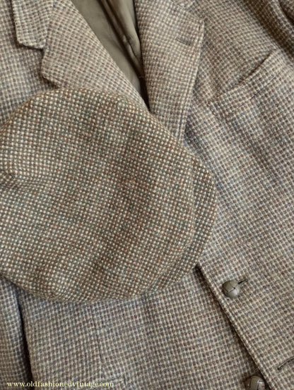 Vintage Mens Reproduction 1930s Style Retro Sport 8 Dart Flat Cap Green Brown Check Tweed 57cm