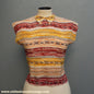 Vintage 1950s Novelty Geometric Print Silk Dolman Blouse Geometric UK XS