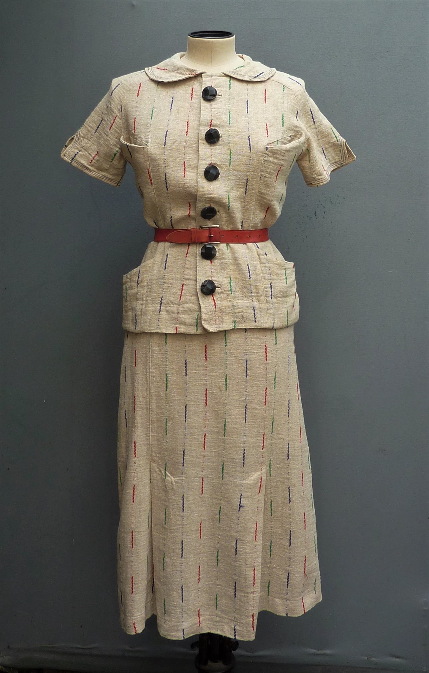 Superb Original 1930s 2 Piece Suit Jacket Skirt Deco UK XS