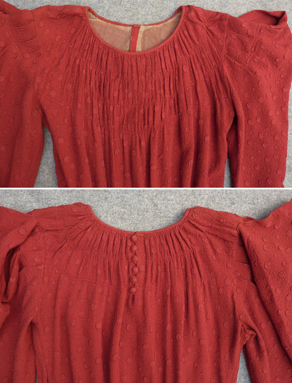 Superb Original 1930s Handmade Vintage Dress Rusty Red Rayon Crepe UK XS/S