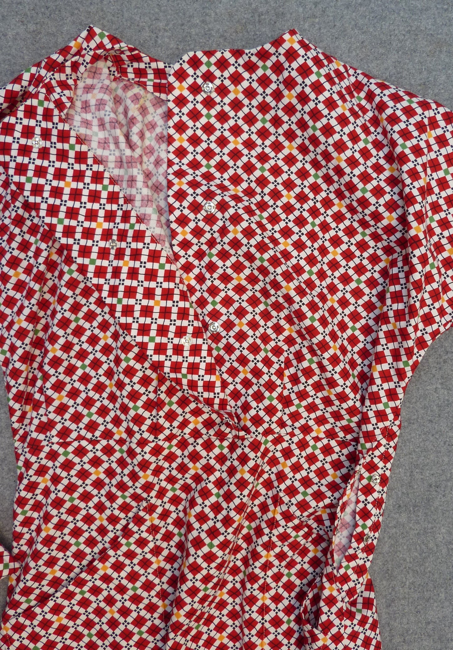 Vintage Reproduction 1930s Dress Printed Cotton Handmade From Original 30s Pattern UK XS