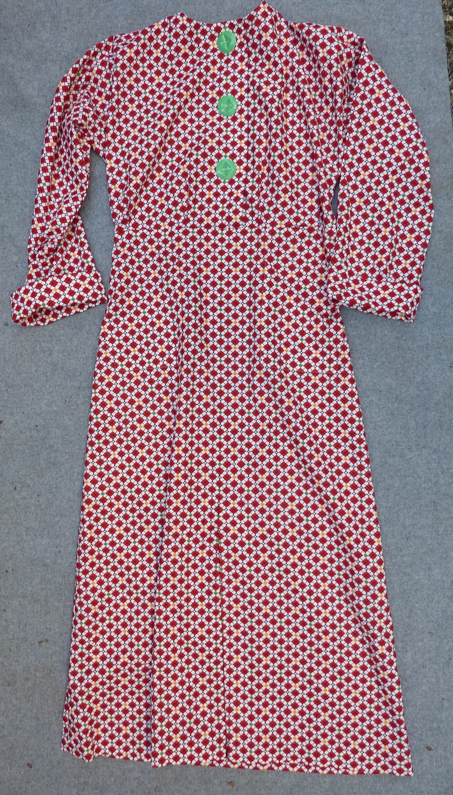 Vintage Reproduction 1930s Dress Printed Cotton Handmade From Original 30s Pattern UK XS