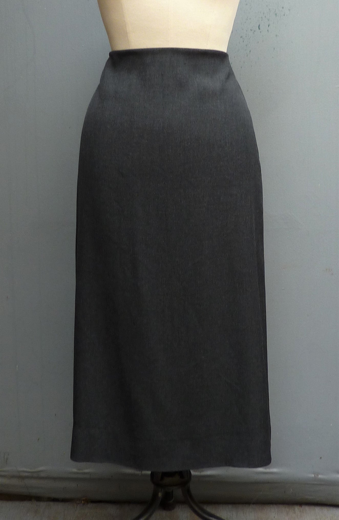 Original Vintage Skirt 1950s High Waist Waisted  Charcoal Grey Wool Flannel UK XS