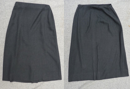 Original Vintage Skirt 1950s High Waist Waisted  Charcoal Grey Wool Flannel UK XS