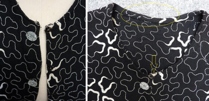 1930s Vintage Squiggle Embroidered Blouse Jacket Black Crepe UK S