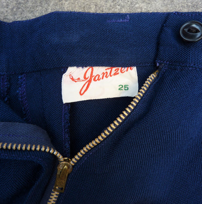 Rare Original Vintage 1950s Jantzen Blue Rayon Shorts Waist 23"