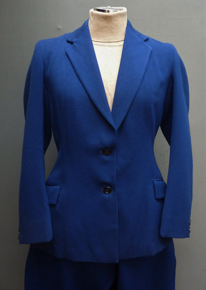 Rare Original 1930s 1940s Jodhpur Suit Blue Wool Jacket Elephant Ear Breeches UK S/M