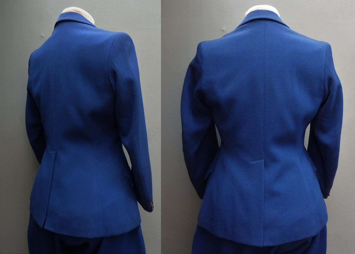 Rare Original 1930s 1940s Jodhpur Suit Blue Wool Jacket Elephant Ear Breeches UK S/M