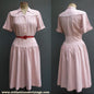 Original 1940s 1950s Rayon Dress Pink Checked Shirt Waister UK S/M