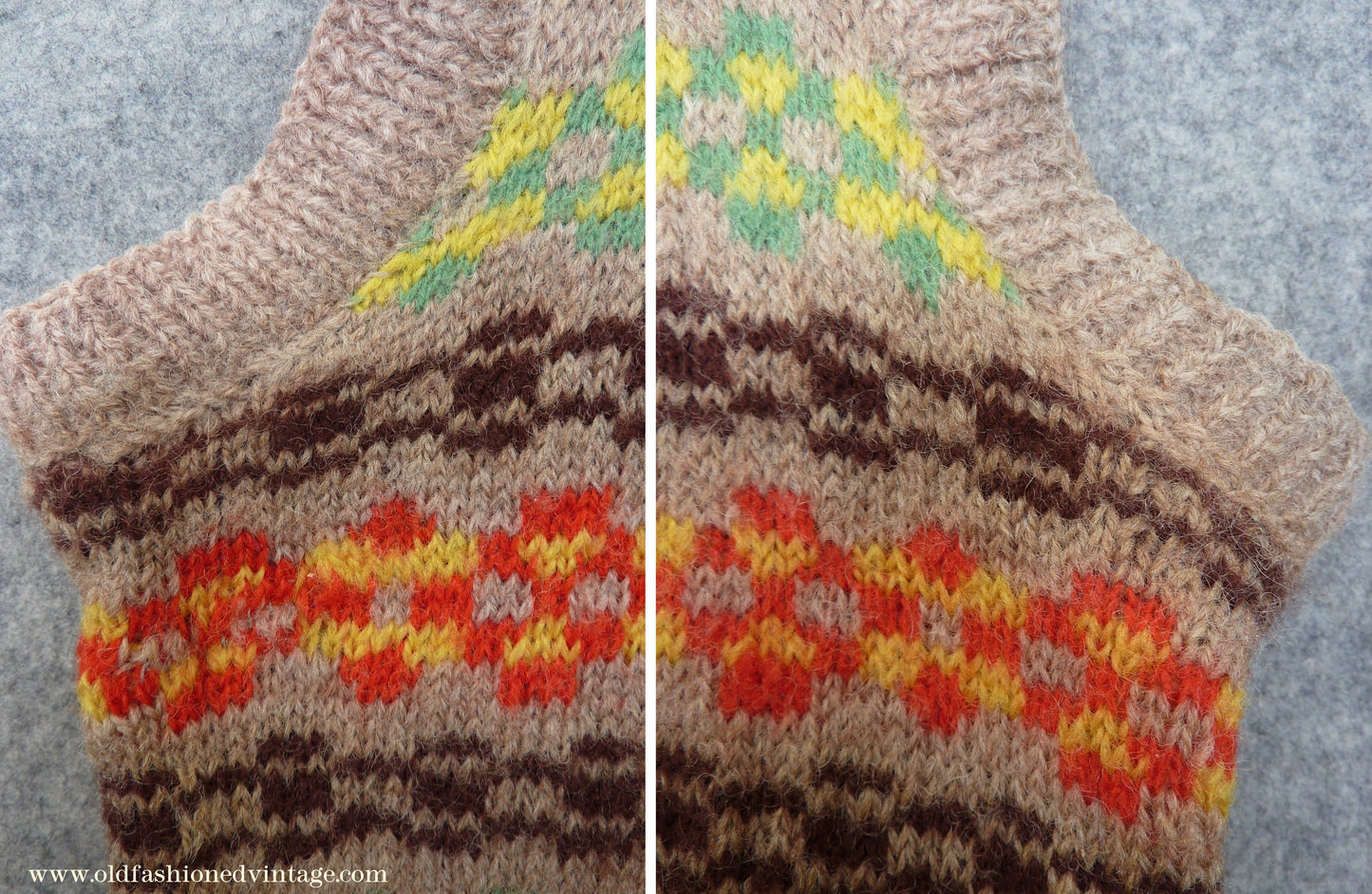 Childrens Original Vintage 1940s Hand Knitted Waistcoat Fair Isle
