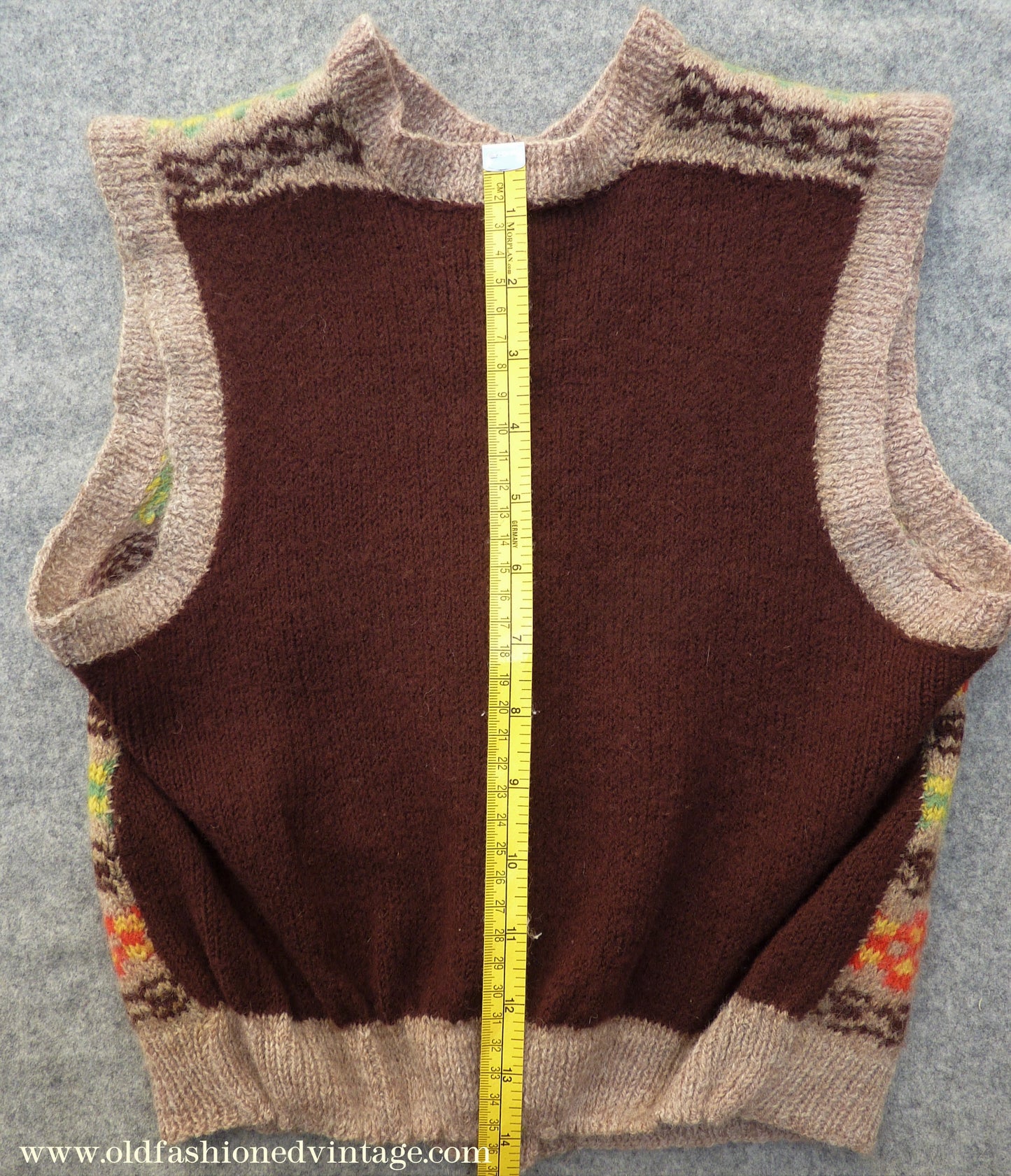 Childrens Original Vintage 1940s Hand Knitted Waistcoat Fair Isle