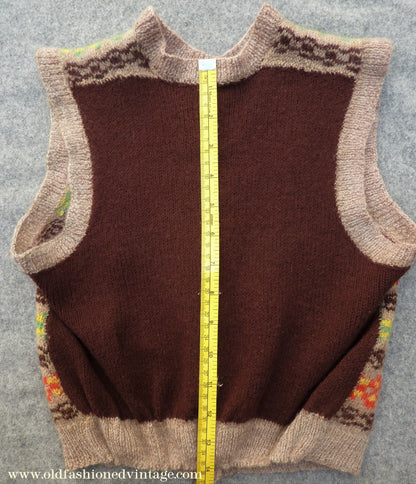 Childrens Original Vintage 1940s Hand Knitted Waistcoat Fair Isle