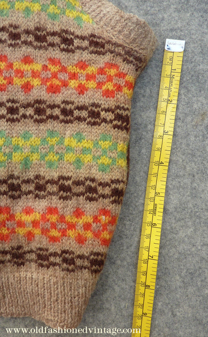 Childrens Original Vintage 1940s Hand Knitted Waistcoat Fair Isle