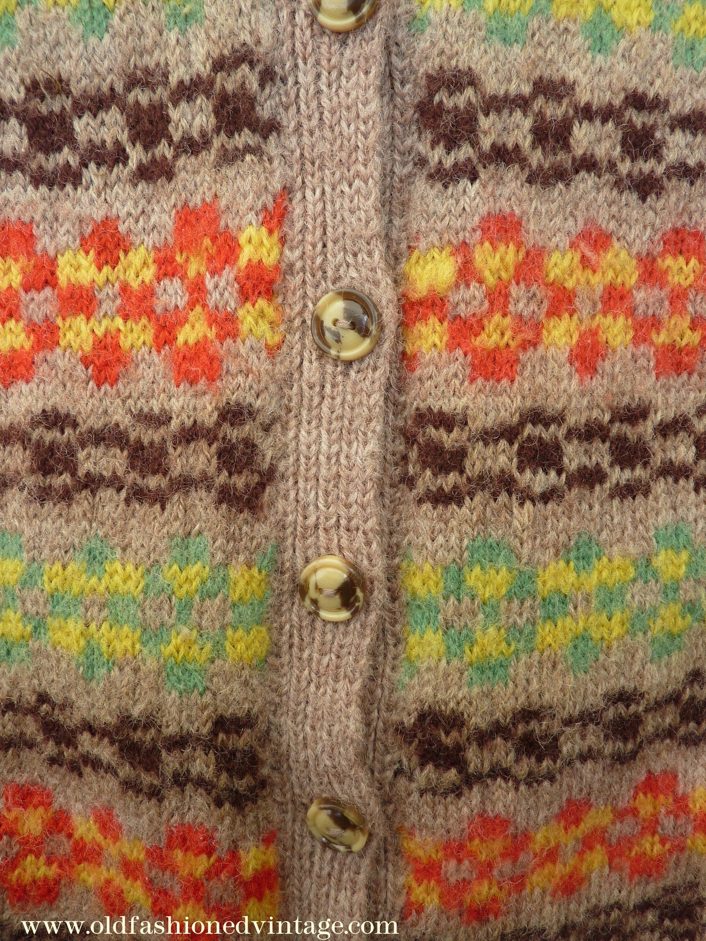 Childrens Original Vintage 1940s Hand Knitted Waistcoat Fair Isle