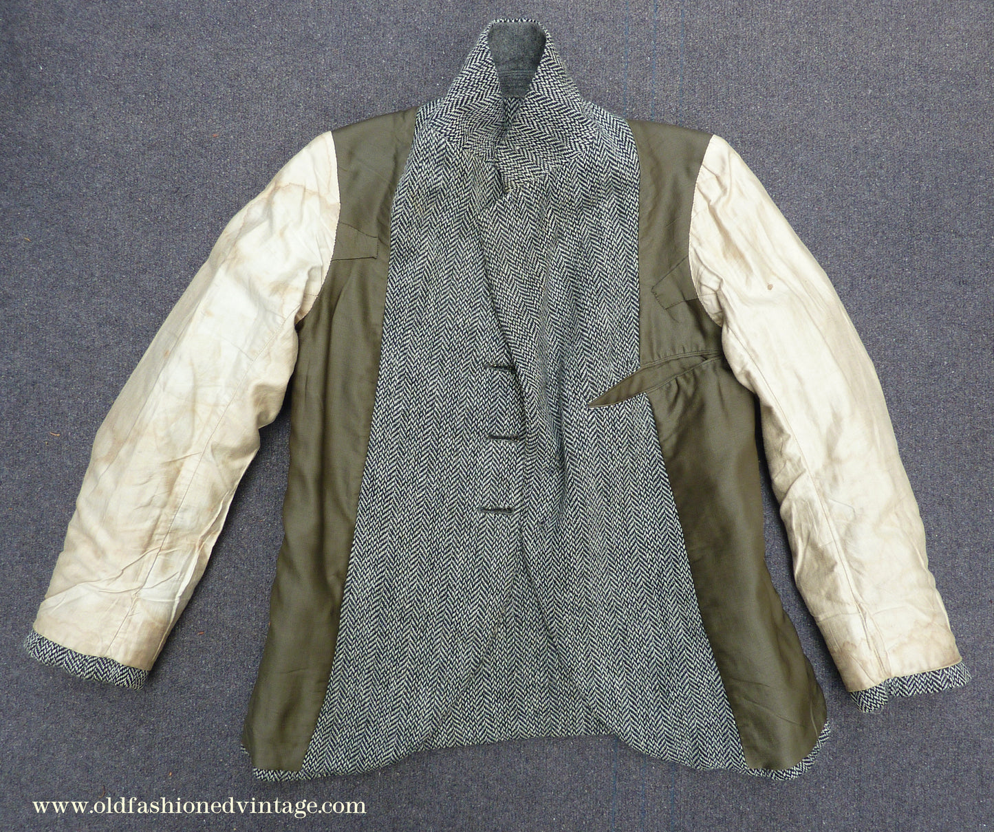 Vintage Boys Edwardian 1920s Argyll Kilt Jacket & Waistcoat Grey Herringbone Tweed Wool