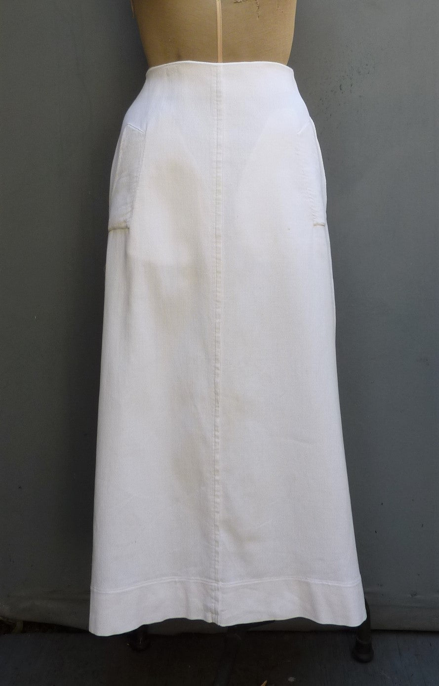 Original Vintage Edwardian Long Skirt White Cotton UK M