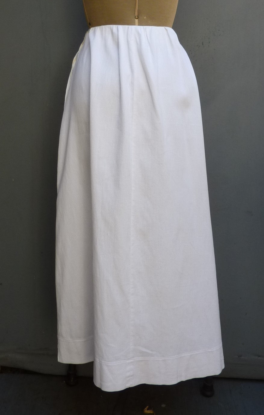 Original Vintage Edwardian Long Skirt White Cotton UK M