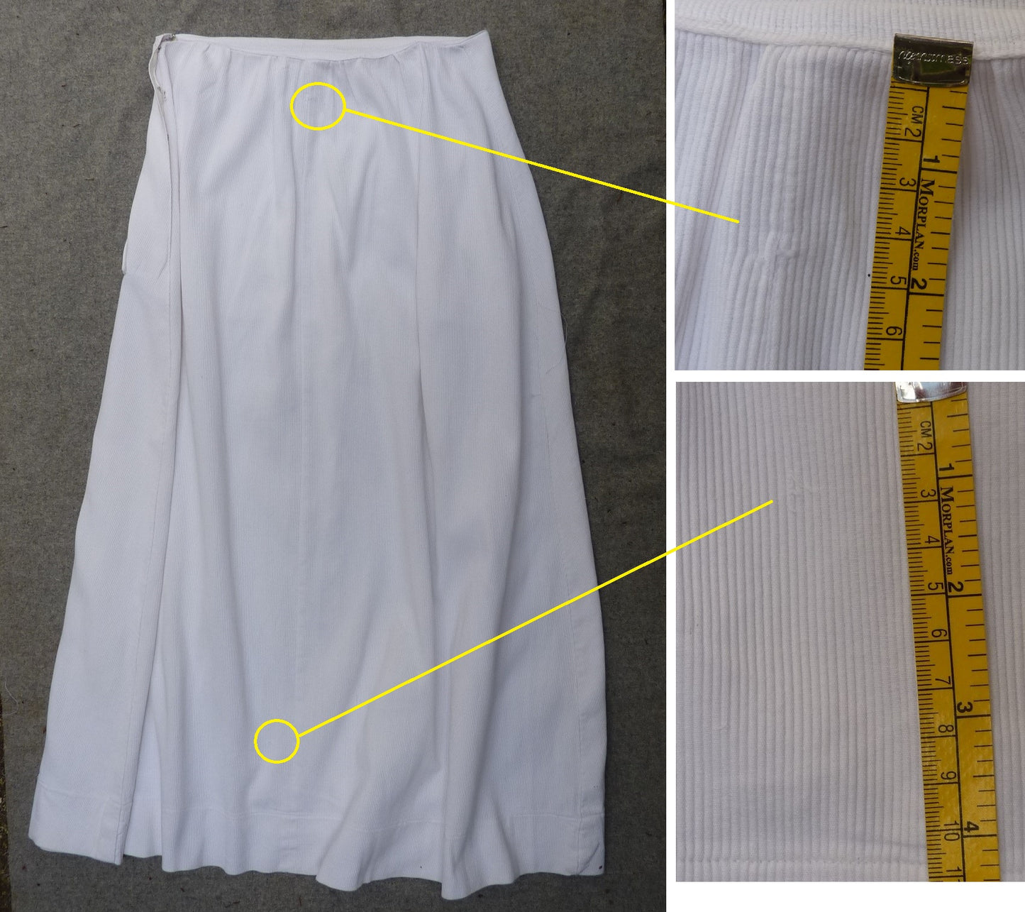 Original Vintage Edwardian Long Skirt White Cotton UK M