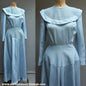 Vintage 1940s Sky Blue Evening Dress Long Blue Taffeta Dance Gown UK S