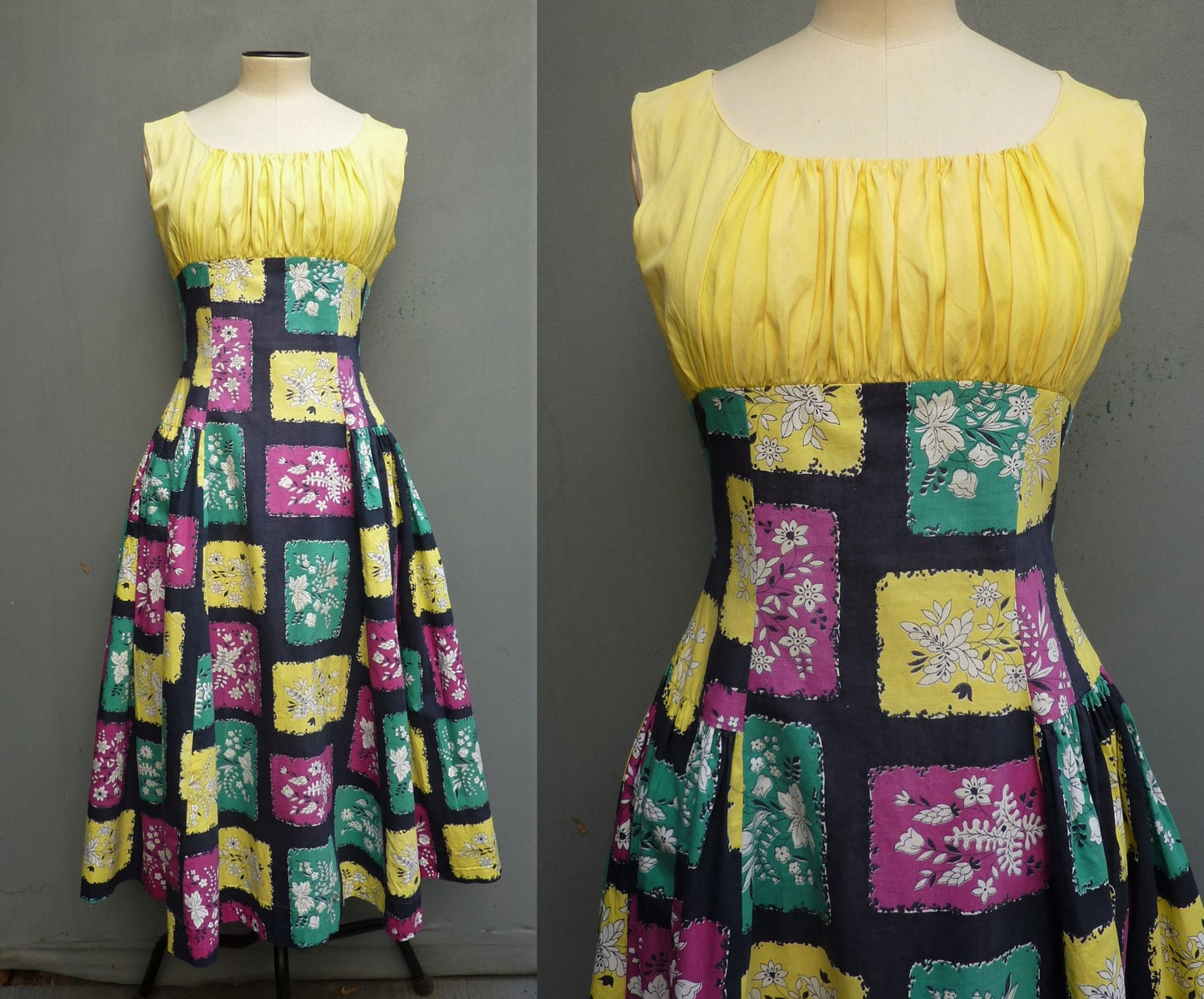 Vintage 1950s Sun Dress & Bolero Jacket Bold Novelty Print UK XS