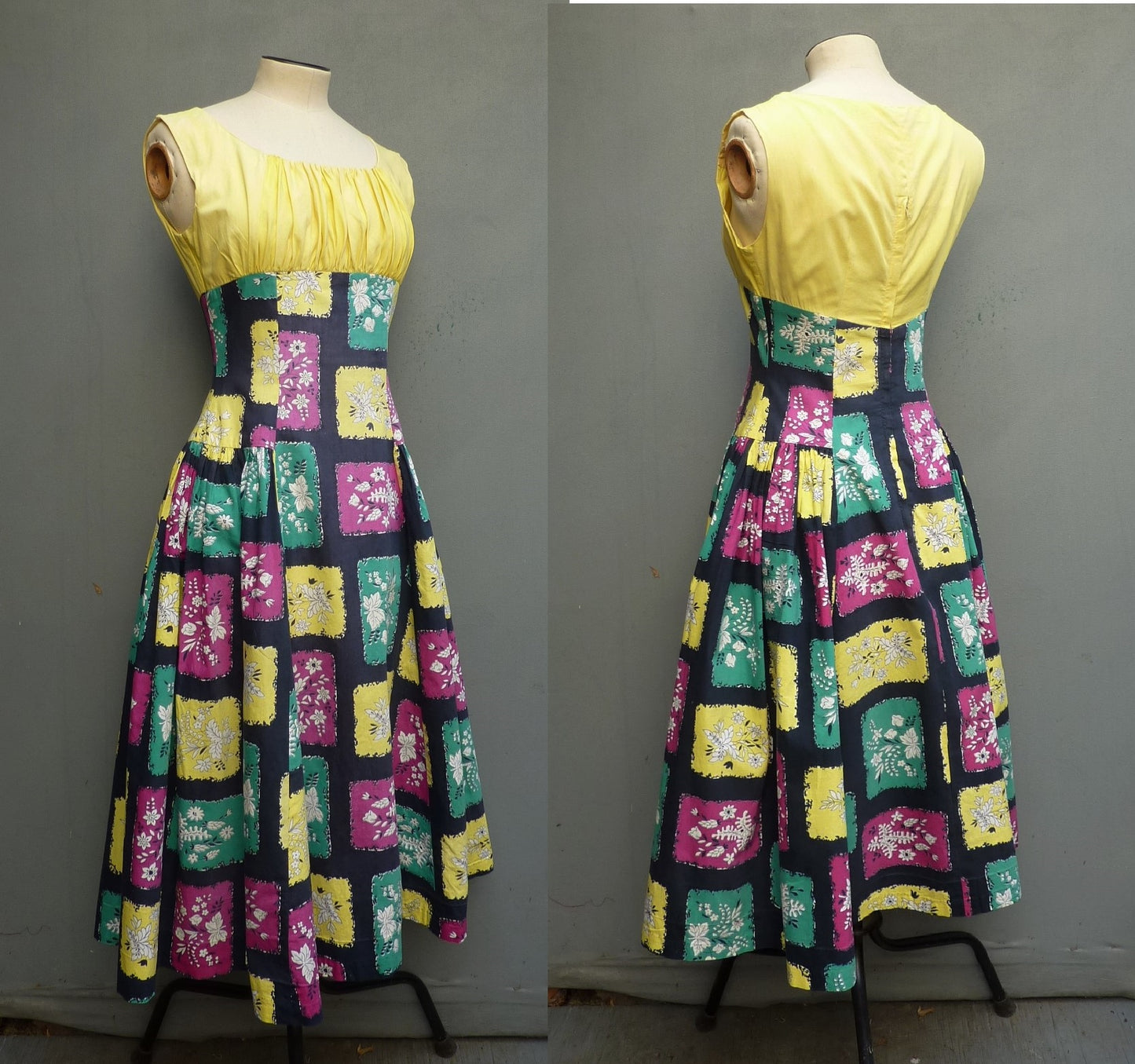 Vintage 1950s Sun Dress & Bolero Jacket Bold Novelty Print UK XS