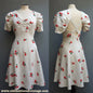 Outstanding Original Vintage 1930s FOGA Sun Dress Floral Cherry Embroidered Rayon UK XS