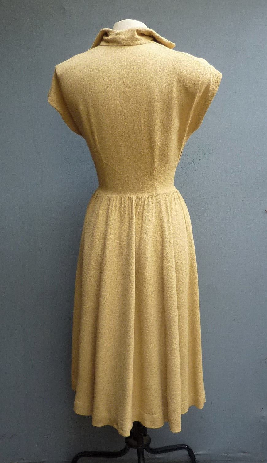 Original Vintage 1940s 1950s Home Made Dress Sandy Mustard Yellow UK XS