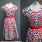 Vintage 1950s Home Made Cotton Dress Red White Bold Novelty Spotty Bust 32" max. WomensUK XS