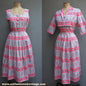 Vintage 1950s Sun Dress & Bolero Jacket Bold Novelty Print Pink Paisley UK S