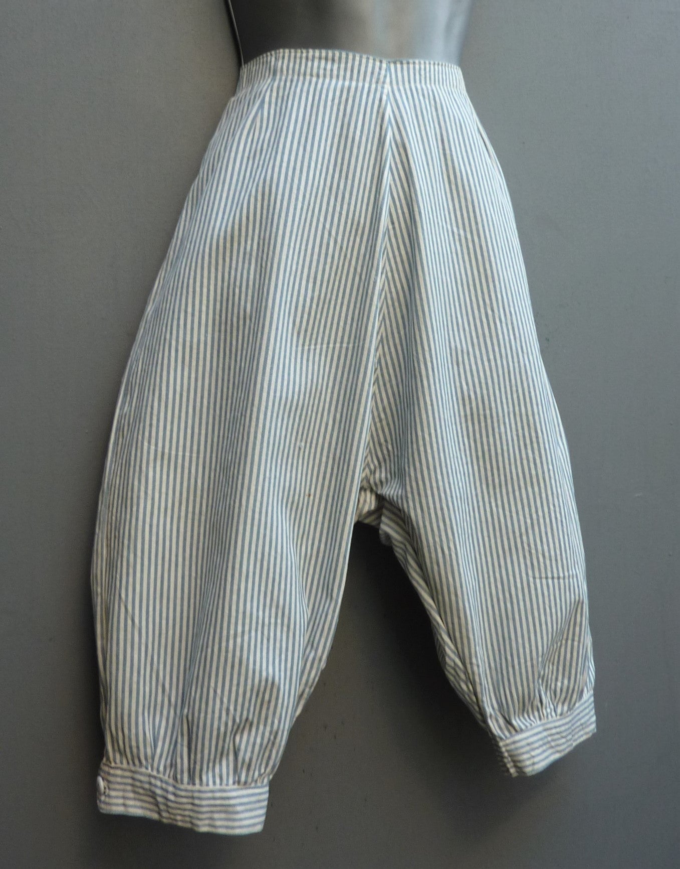 Vintage Edwardian Trap Door Bloomers Striped Cotton Big Knickers Knickerbocker UK S