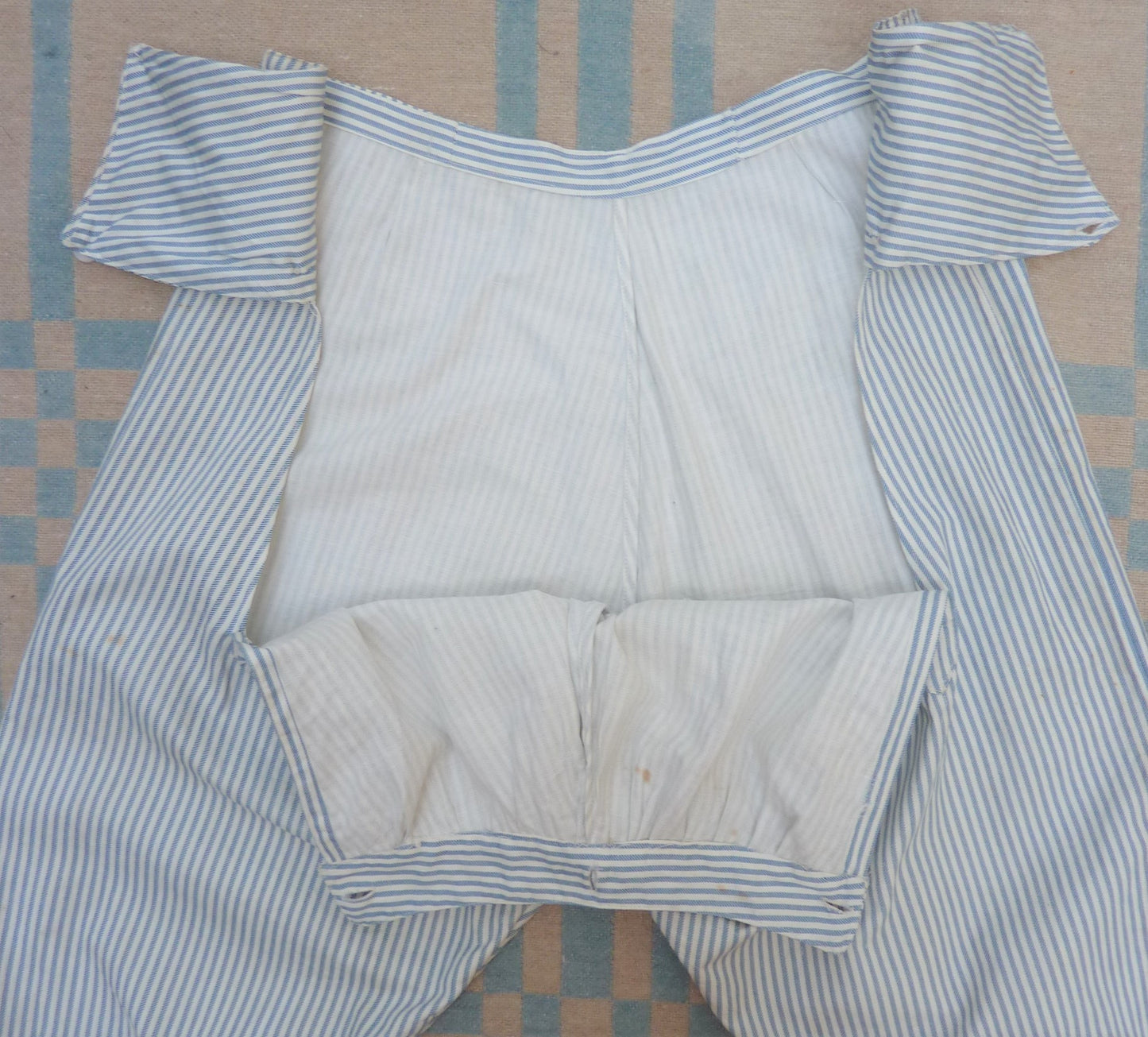 Vintage Edwardian Trap Door Bloomers Striped Cotton Big Knickers Knickerbocker UK S