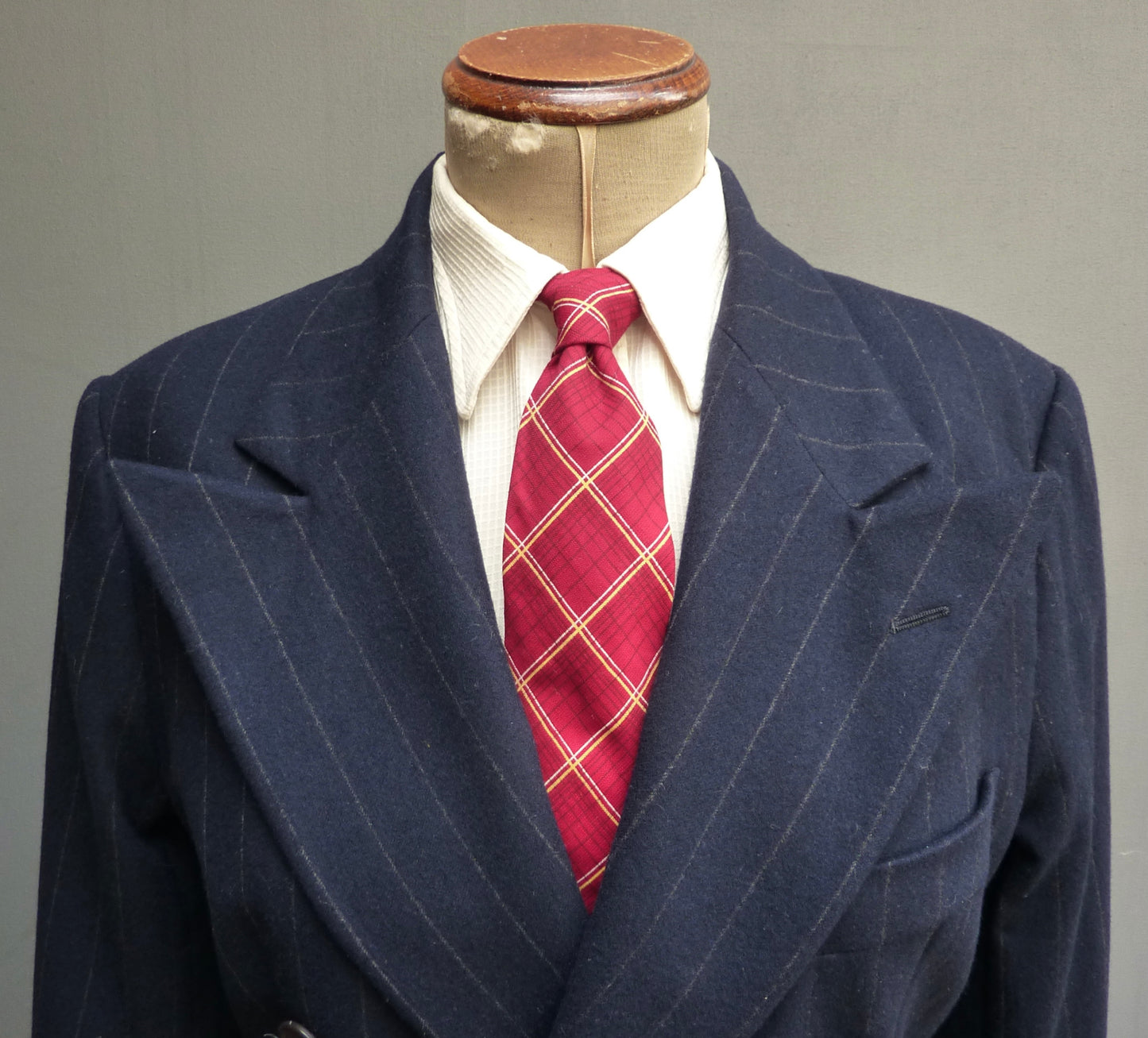 Vintage Ralph Lauren Double Breasted Suit Blue Pinstripe Y2K 2000s 1940s Style UK XS/S