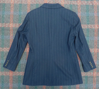 Vintage Ralph Lauren Double Breasted Suit Blue Pinstripe Y2K 2000s 1940s Style UK XS/S