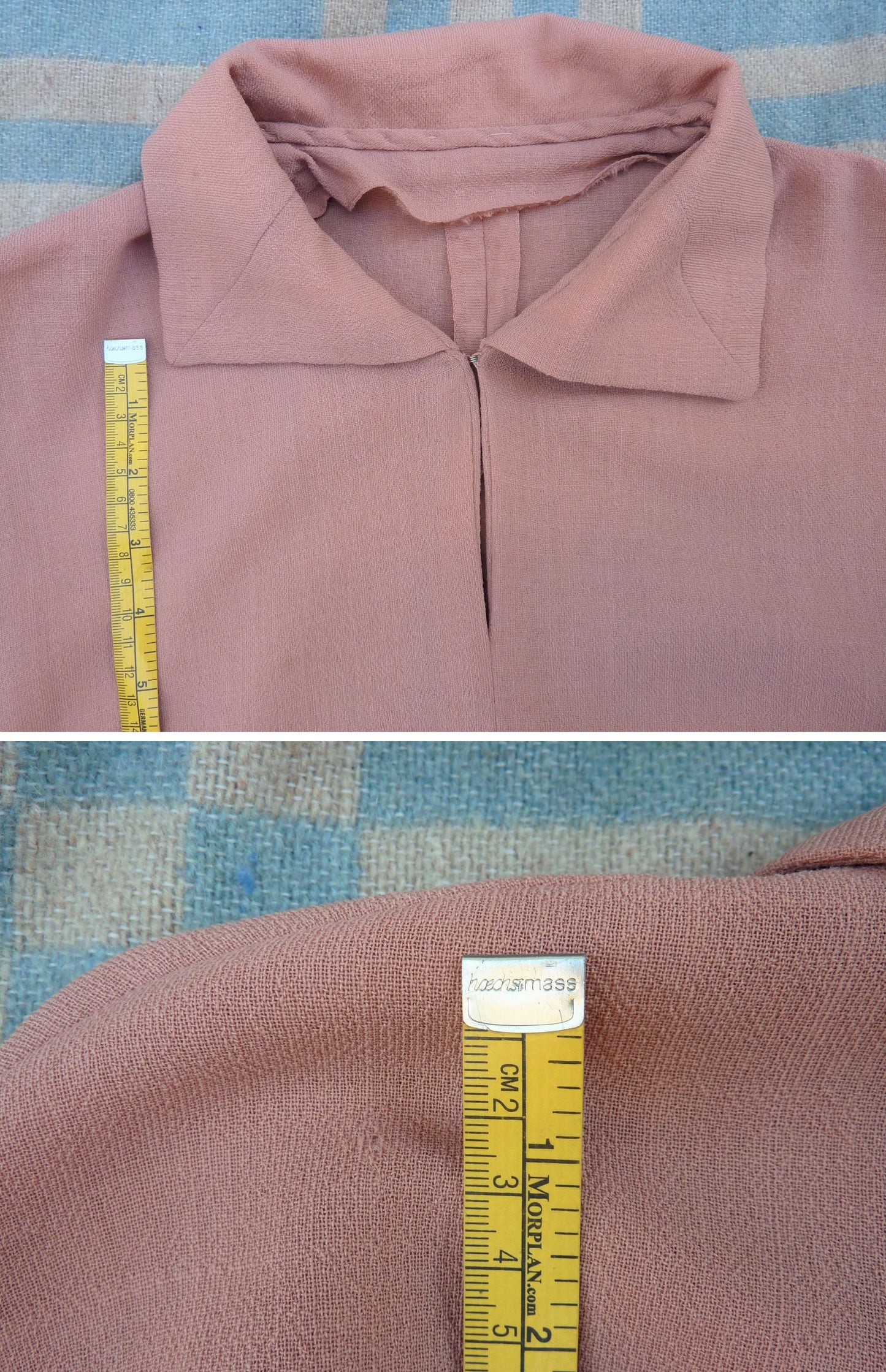 Original Vintage 1940s 1950s Home Made Dress Pink Dolman Crepe UK S