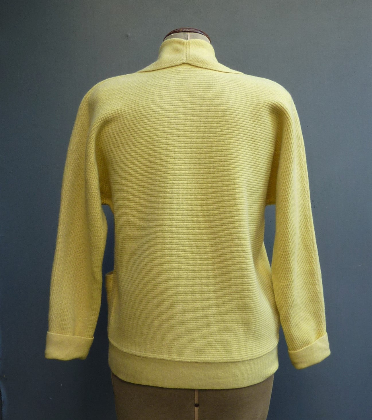 RARE Original Vintage 1950s Knitted Cardigan Jacket Yellow Wool UK M