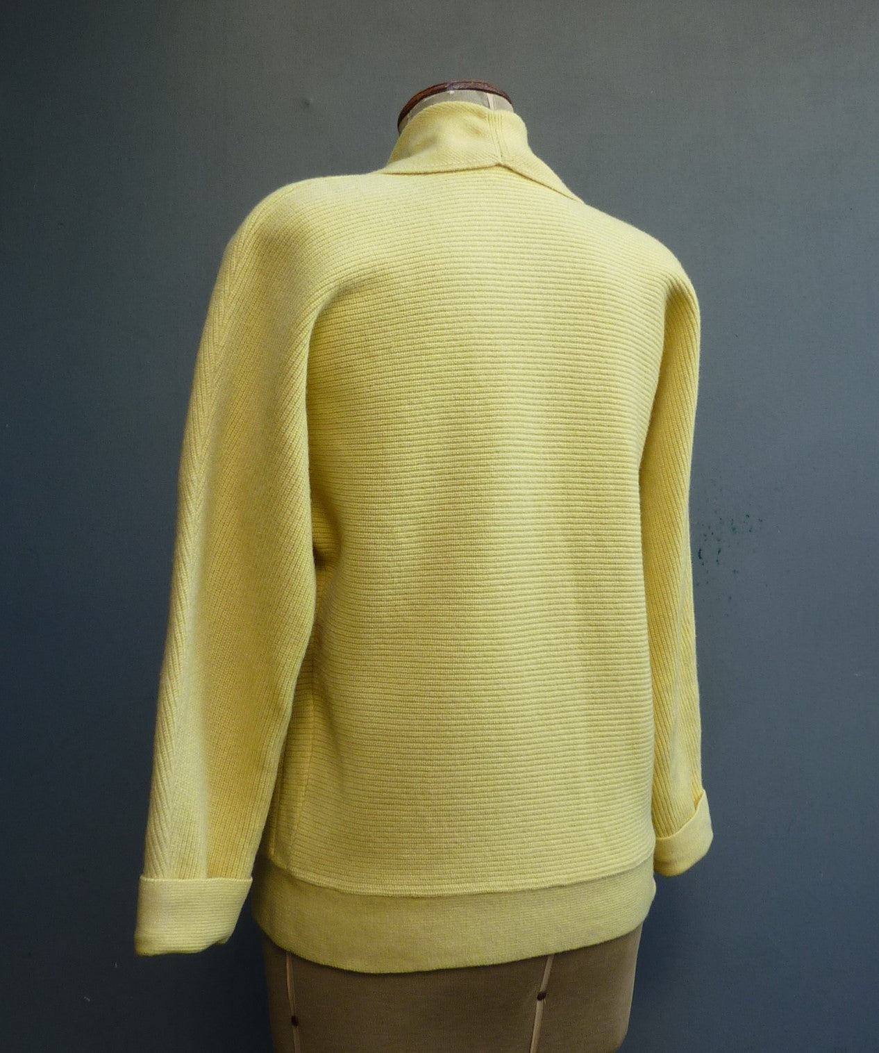 RARE Original Vintage 1950s Knitted Cardigan Jacket Yellow Wool UK M