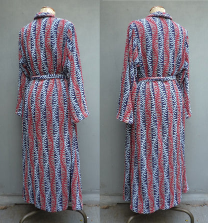 RARE Vintage 1940s Towelling Dressing Gown Robe Patterned Deco UK L/XL