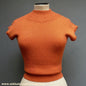 Vintage 1950s Hand Knitted Orange Sweater Dolman 40s 50s 1940s UK XS