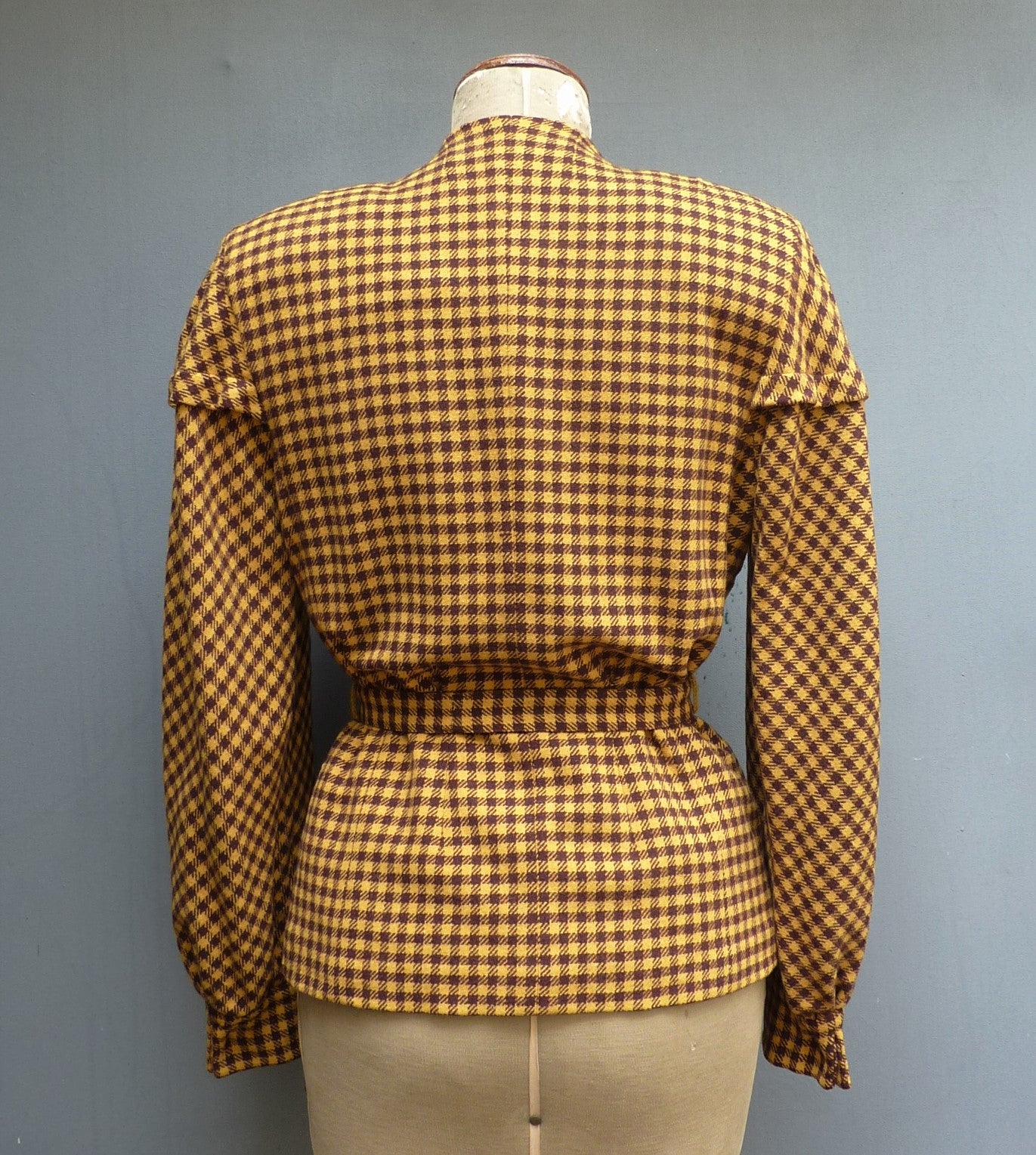 WONDERFUL Vintage 1940s 'Carmel Original' Jacket Balloon Sleeves Mustard Brown UK S