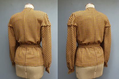 WONDERFUL Vintage 1940s 'Carmel Original' Jacket Balloon Sleeves Mustard Brown UK S