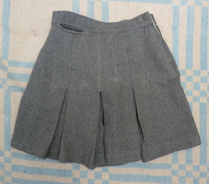 Vintage 1940s Divided Skirt Shorts Grey Wool Flannel High Waist Culottes Skort UK S/M