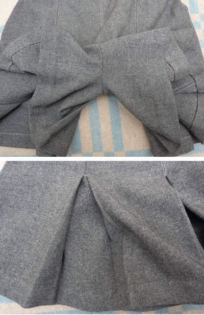 Vintage 1940s Divided Skirt Shorts Grey Wool Flannel High Waist Culottes Skort UK S/M