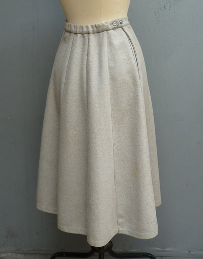 Vintage 1950s Skirt Pale Blue Wool High Waist Flared 1940s 40s 50s Waist 23-24" UK XXS