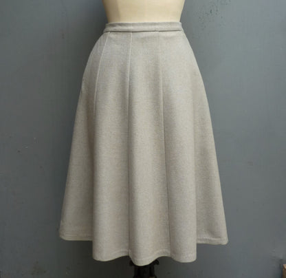 Vintage 1950s Skirt Pale Blue Wool High Waist Flared 1940s 40s 50s Waist 23-24" UK XXS