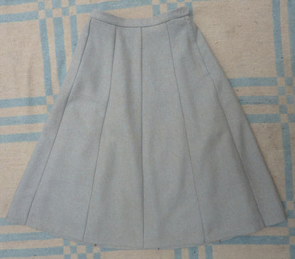 Vintage 1950s Skirt Pale Blue Wool High Waist Flared 1940s 40s 50s Waist 23-24" UK XXS