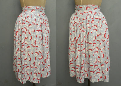 Wonderful Vintage 1940s Skirt Bold Novelty Goose Print Geese Ducks UK XS