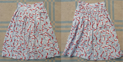 Wonderful Vintage 1940s Skirt Bold Novelty Goose Print Geese Ducks UK XS